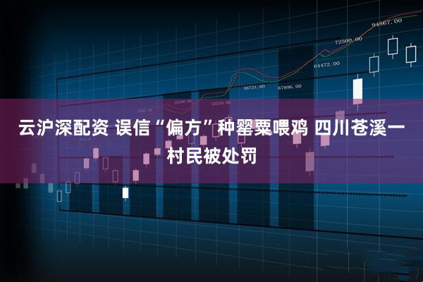 云沪深配资 误信“偏方”种罂粟喂鸡 四川苍溪一村民被处罚
